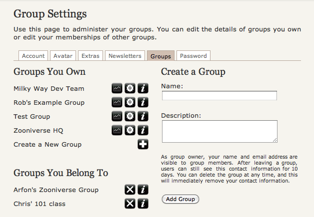 Groups Screenshot
